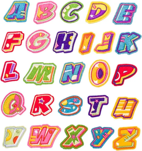 Vista 10 de U-Sky Parches bordados para coser o planchar Letras coloridas completas del alfabeto A-Z Personalización para bricolaje Ropa para niños