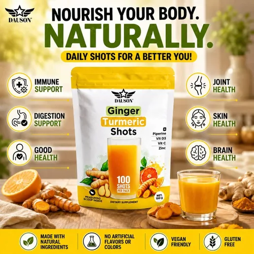 Vista 4 de Disparos de jengibre y cúrcuma Suplementos herbales 100 Amarillo