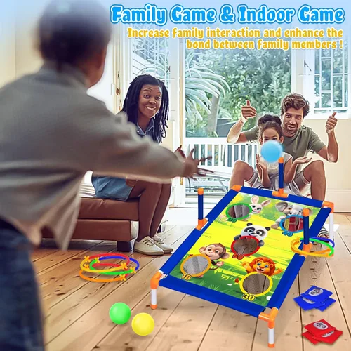Vista 4 de Subao Juego de lanzamiento de bolsas de frijoles, juego de cornhole 3 en 1, juegos para exteriores, deportes y actividades al aire libre, juguetes