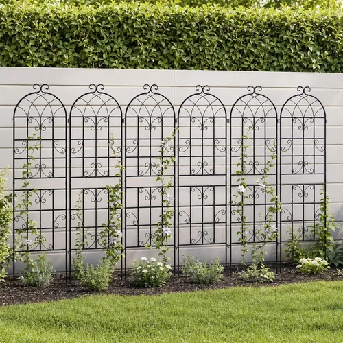 Vista 27 de Paquete de 2 enrejados de jardín de metal para plantas trepadoras, 71 pulgadas de alto, color blanco crema, valla de jardín, enrejado a prueba