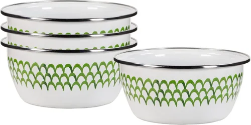 Vista 6 de Golden Rabbit Enamelware Ensaladeras, 24 onzas, Crab House, juego de 4