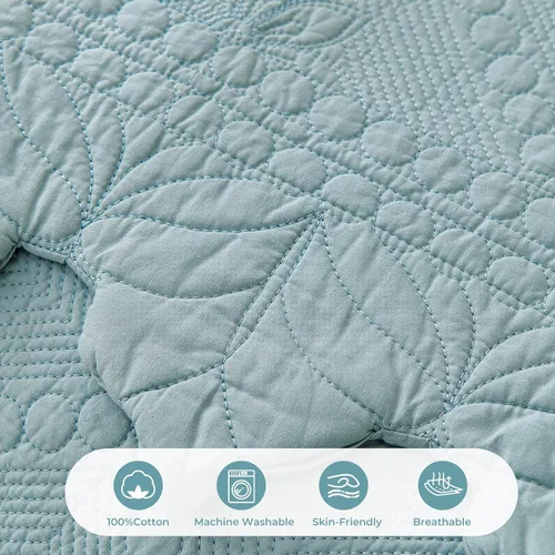 Vista 4 de vctops - Funda de sofá acolchada de algodón 100% estilo granja con bordado floral, funda de sofá antideslizante y suave, funda protectora de muebles