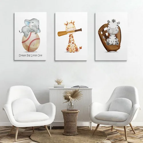 Vista 4 de GUBIYU Decoración de pared de béisbol para guardería, decoración de pared de bebé, lienzo deportivo, cueva de hombre pequeño, arte de pared