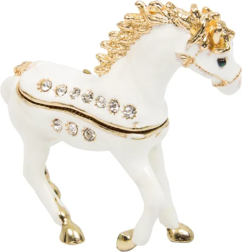 Vista 3 de QIFU Pintado a mano esmaltado pequeño caballo forma decorativa con bisagras joyería baratija caja regalo único para la decoración del hogar