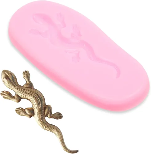 Vista 7 de Lizard Gecko - Molde para fondant, 4 unidades, moldes de silicona para dulces de chocolate para decoración de pasteles, decoración de cupcakes