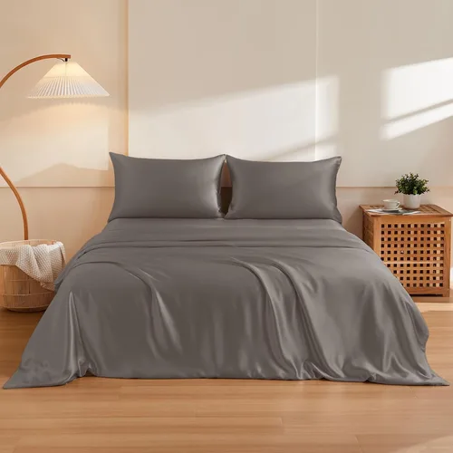 Vista 16 de THXSILK Juego de funda de edredón de seda de morera 100% pura de 3 piezas, ropa de cama de lujo ultra suave de grado 6A+, sábanas de seda