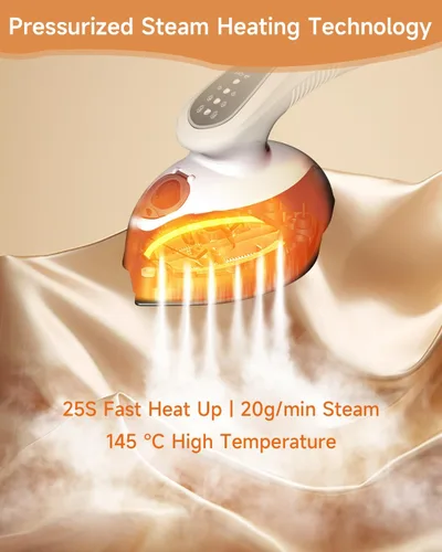 Vista 4 de Plancha de vapor portátil para ropa, 1100 W, flujo de vapor de 0.71 oz/min, tanque grande de 4.1 fl oz, calentamiento rápido de 25 segundos, suela
