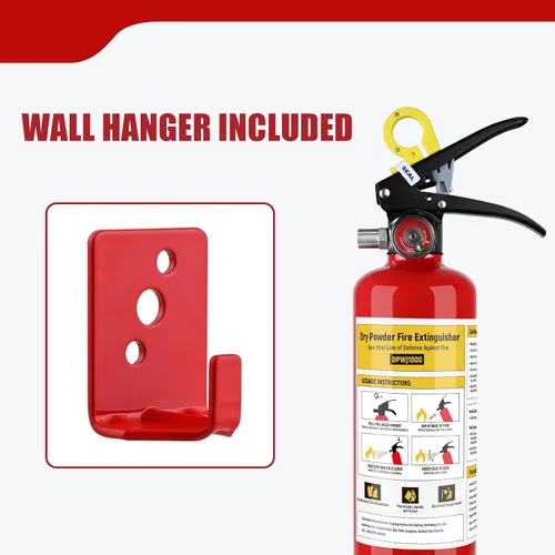 Vista 4 de 1 paquete de extintores de incendios ABC Dry Chemical 1-A:10-B:C de 2.5 lb Comes With Mount Bracket, Quick Release Pull Handle,UL Listed, For Home