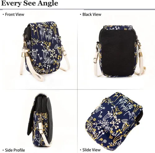 Vista 3 de Bolso cruzado de la lona de las flores del bordado, bolso del mensajero de las mujeres, monedero