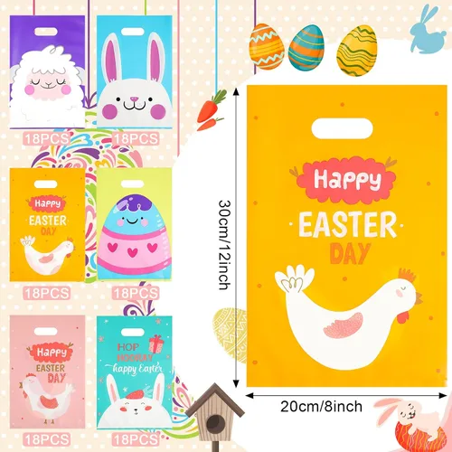 Vista 2 de Gersoniel 108 bolsas de Pascua, bolsas grandes de Pascua, bolsas de conejo, bolsas de regalo con asas, bolsas de caza de Pascua, bolsas de fiesta