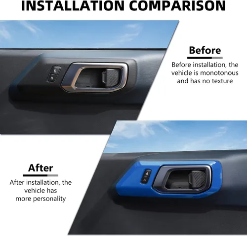 Vista 2 de RAZPOY Recubrimiento para Manija Interior de Puerta Compatible con Ford Bronco 2021-2025 Accesorios de Interior, Azul