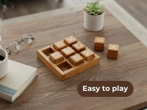 Vista 5 de BSIRI Bloques XO de madera (L) Juegos de mesa de Tic Tac Toe - Ideal para juegos de niños, juegos familiares y noches de juegos para adultos