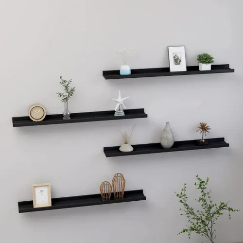 Vista 22 de Estantes de oficina, estantes de baño, estantes de almacenamiento, 4 piezas, color negro, 15.7 x 3.5 x 1.2 pulgadas, adecuados para decoración