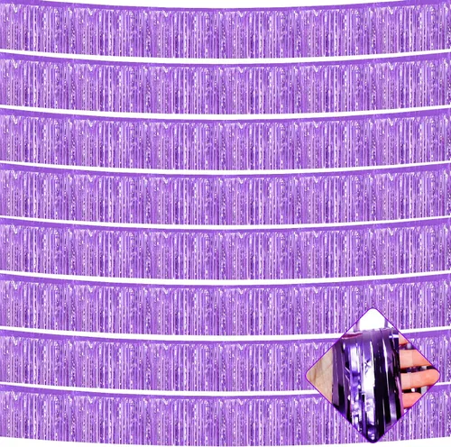 Vista 20 de Paquete de 10 unidades de guirnalda de flecos de papel de aluminio de 10 pies con lentejuelas metálicas, bandera para colgar en la pared, telón