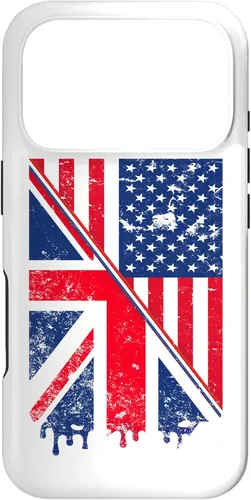 Vista 29 de Funda para iPhone 15 Union Jack y bandera estadounidense para expatriados británicos y estadounidenses