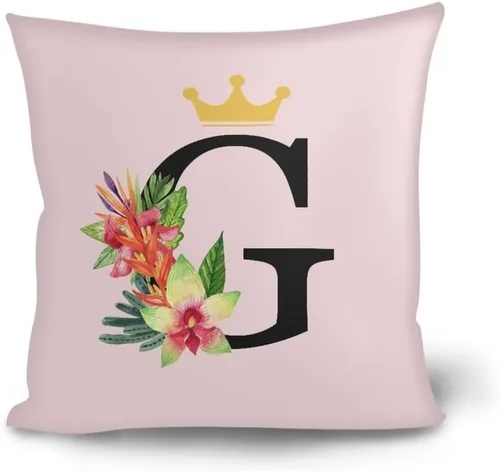 Vista 24 de Fundas de almohada decorativas del alfabeto, fundas de almohada con estampado floral de la letra B, fundas de almohada cuadradas suaves, fundas
