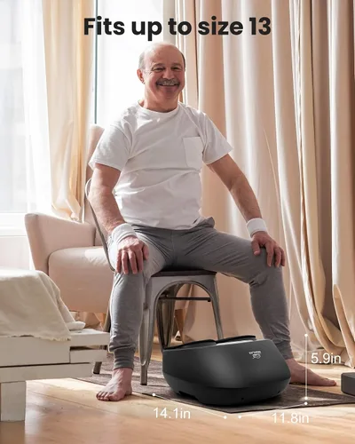 Vista 5 de Snailax - Máquina masajeadora de pies Shiatsu con calor relajante, amasado profundo, compresión de aire, mejora la circulación sanguínea