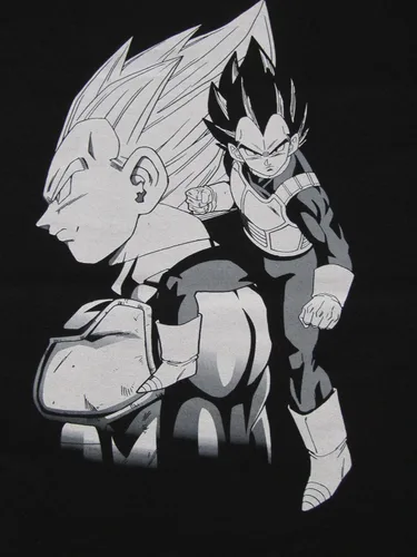 Vista 2 de Dragon Ball Z Vegeta Black and White Character Art - Camiseta negra para hombre