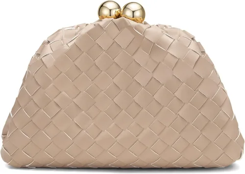 Vista 4 de Gold Clutch Purses for Women, Woven Evening Handbags, Formal Dumpling Bag Beige
