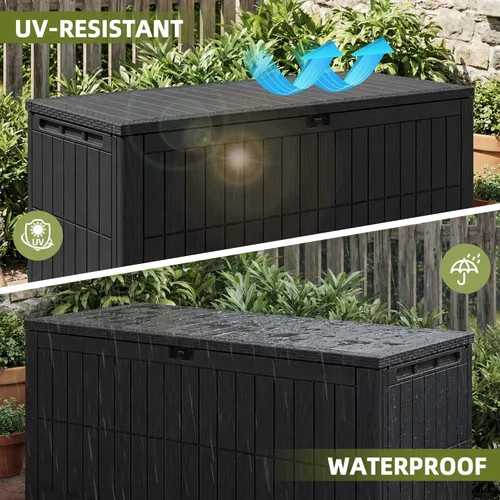 Vista 3 de UDPATIO Caja de almacenamiento para exteriores de 120 galones, con cerradura, de resina impermeable, contenedor de almacenamiento para interiores