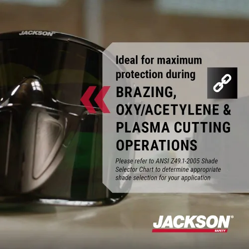 Vista 5 de Jackson Safety 21001 - Gafas de seguridad - Serie Gpl500 Premium - Lente Shade 3 IR - Antivaho - Con protector facial desmontable abatible - Cuerpo