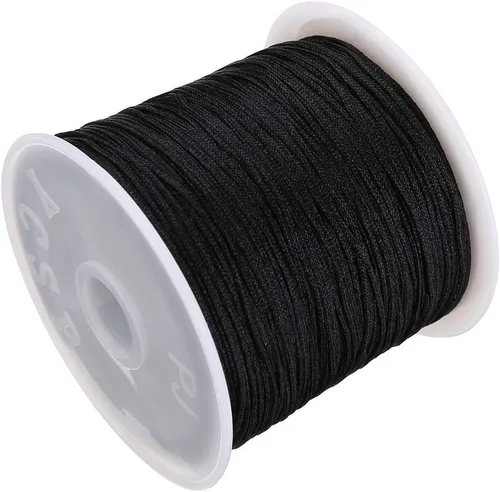 Vista 8 de Cordón de nailon de 0.031 in, hilo de nudo chino macramé pulsera de cola de rata trenzada (negro) Hilo chino nudo macramé pulsera de cola de rata