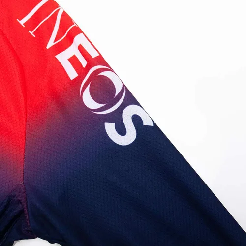 Vista 4 de Conjunto de ropa de ciclismo para hombre, manga larga, jersey de ciclismo con cremallera, bolsillo, traje de bicicleta, pantalones con babero de gel