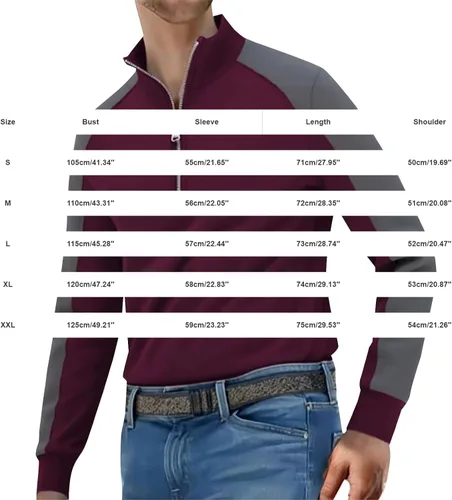 Vista 4 de Quarter Zip Pullover for Men, Color Block Long Sleeve Mock Neck, Athletic Sweatshirt for Fall and Winter