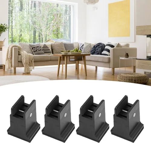 Vista 2 de Dioche Elevadores de muebles de 3.4 pulgadas, 4 piezas ajustables con abrazadera de tornillo, elevadores de sofá de cama resistentes para ajuste