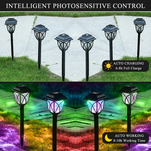 Vista 8 de Solar Pathway Lights Outdoor, 6 Pack, RGB Color Changing, IP65 Waterproof & Weather Resistant, Garden Lights for Yard, Patio, Walkway, Landscape