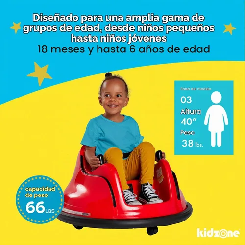 Vista 5 de Kidzone 360 Spin Race auto chocador recargable con control remoto, para montar, fácil y divertido, con certificación ASTM Azul
