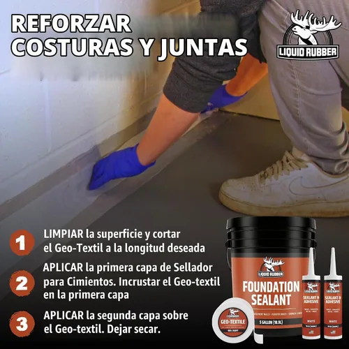 Vista 5 de Liquid Rubber Geo-Textile - Repara fugas - Repara y restaura, fácil de usar, rollo de 4 pulgadas x 160 pies