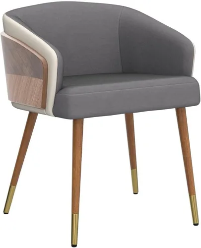 Vista 5 de ARTPLAN Silla de comedor moderna de piel sintética con patas de metal