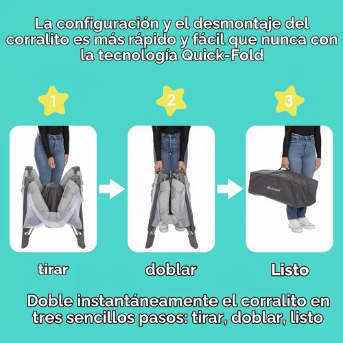 Vista 2 de Baby Trend Comet - Corral plegable rápido con moisés colgante, color gris desierto