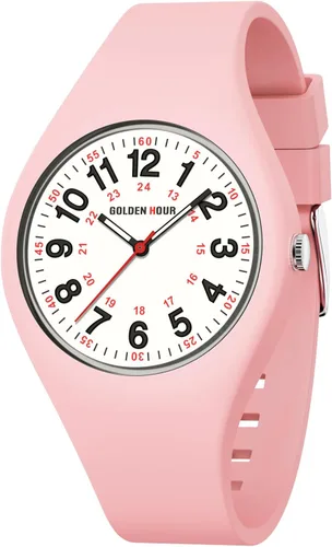 Vista 11 de GOLDEN HOUR Relojes deportivos impermeables analógicos unisex para enfermeras, profesionales médicos, estudiantes, esfera militar brillante y fácil