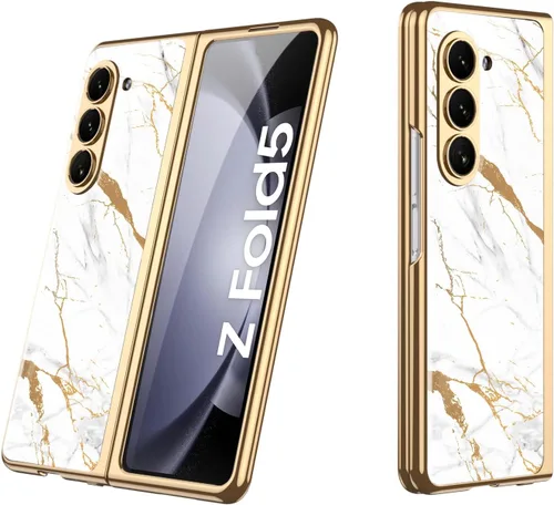 Vista 38 de Funda para Galaxy Z Fold 5, elegante marco galvanizado con vidrio estampado, protector de pantalla integrado compatible con Samsung Galaxy Z Fold 5