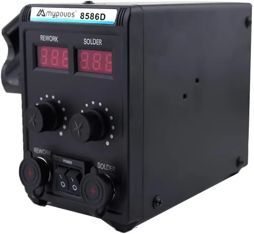 Vista 4 de 8586D Estación de soldadura de 110 V, estación de retrabajo de aire caliente SMD con pantalla LCD dual digital 2 en 1 y soldador, 750 W