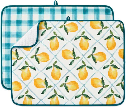 Vista 9 de Paquete de 2 tapetes de secado de platos para encimera de cocina, absorbentes, tapetes escurridor de platos de microfibra, almohadilla de secado