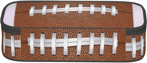 Vista 4 de Estuche de lápices con textura de pelota de fútbol americano, bolsa de almacenamiento de gran capacidad, bolsas de papelería con cremallera, soporte