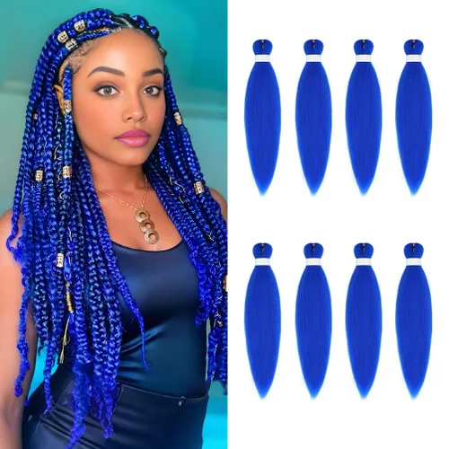 Vista 96 de 8 paquetes de extensiones preestiradas - 16 pulgadas de cabello trenzado premium, 55G/paquete, sin picazón, fijación en agua caliente, textura Perm