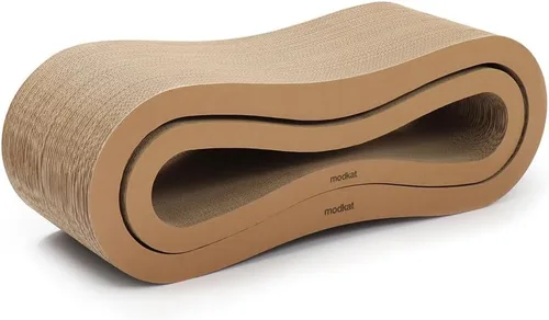 Vista 5 de Modkat® Premium 2 Juego de Rascadores para Gatos. Tamaños Grande (76.2L X 26.9H cm) y Pequeño (67.5L X 17.8H cm). Rasca, Juega, Salón. Cartón