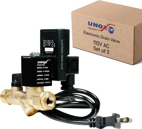 Vista 14 de Válvula de drenaje electrónica UNOX para compresor de aire, 1/2" NPT a 1/4" NPT 110/120V CA Válvula de drenaje de tanque temporizada automática