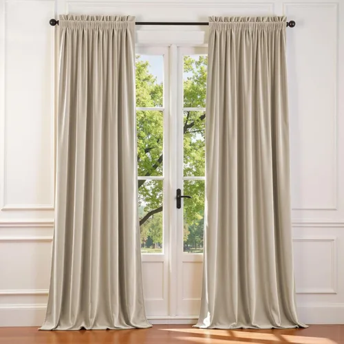 Vista 29 de Lazzzy Cortina opaca de terciopelo azul con aislamiento térmico para dormitorio, sala de estar, oscurecimiento de privacidad, cortinas de terciopelo