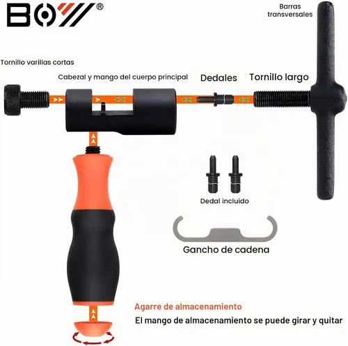 Vista 3 de Kit de herramientas de cadena universal para bicicleta con rompevicicletas, alicates de eslabones de cadena principal, buscador de cadena, eslabón