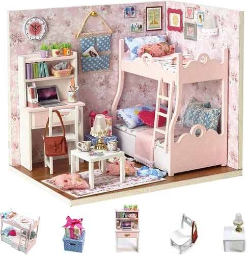 Vista 10 de Flever Kit de casa de muñecas en miniatura, habitación creativa con muebles para regalo romántico de San Valentín (debido a conocerte)
