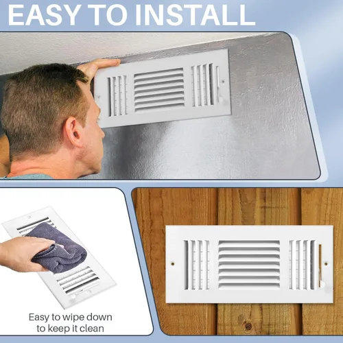 Vista 3 de Zonon 1 cubierta de ventilación de techo de 10 x 4 pulgadas, 3 vías para pared lateral, pared lateral, cubierta de ventilación de aire Blanco