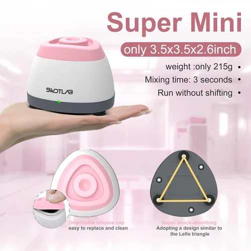 Vista 4 de Mezclador Vortex 3500rpm, Agitador de Esmalte de Uñas, Agitador de Pegamento y Mezclador de Pintura para Esmalte en Gel, Pinturas Acrílicas