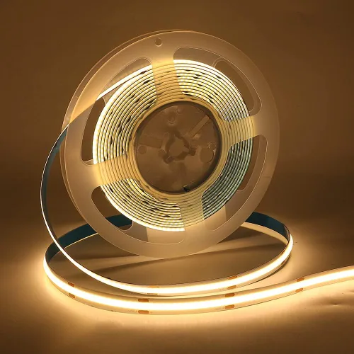 Vista 13 de COB - Tira de luces LED, 1.6 ft/1.6 pies, flexible, flexible, flexible, flexible, tira de luces LED COB DC 5V 320 LEDs/m, blanco cálido, 3000 K