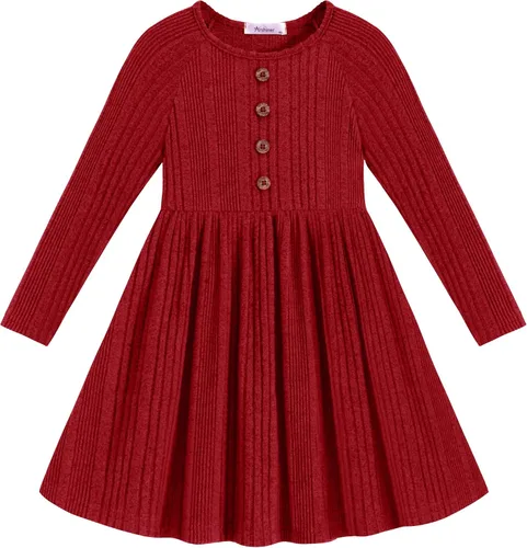 Vista 6 de Arshiner Suéter de manga larga para niñas pequeñas, vestidos de otoño e Verde