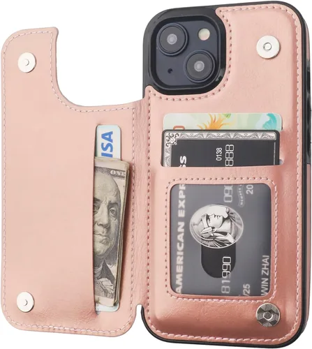 Vista 13 de ONETOP Compatible con iPhone 15 Funda Tipo Cartera con Soporte para Tarjetas, Funda de Cuero PU con Soporte y Ranuras para Tarjetas, Doble Cierre